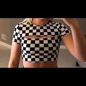 cropped checkered top